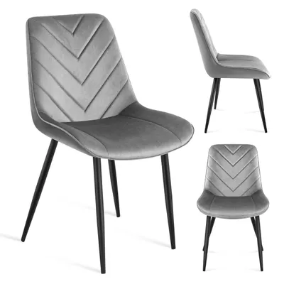 Produktbild von MARK ADLER Prince 3.0 | Esszimmerstühle Küchenstuhl Wohnzimmerstuhl Polsterstuhl Design Stühle | Armlehnen Rückenlehne | Samt | Stahlbeine | Grau
