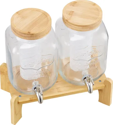 Produktbild von SucceBuy Getränkespender 2x3,8L aus Glas mit Zapfhahn für Partys und Bars