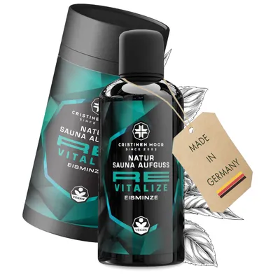 Produktbild von Cristinen Moor Natur Saunaaufguss Eukalyptus & Pfefferminze - RE FRESHING | 100ml | Saunaduft, Saunaaufguss konzentriert, Germany, vegan