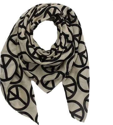 Produktbild von Baumwolltuch - Peace Muster 10 cm beige - schwarz - quadratisches Tuch