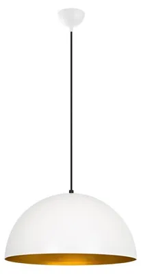Image de Suspension Luminaire en métal blanc et doré Ø50 cm hauteur réglable 121 cm E27 40 W IP20 Scandinave