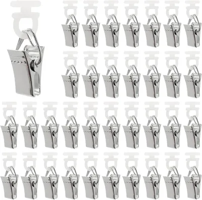 Produktbild von Vorhang Clips 50 Stück, Metall Gardinenklammern Mit Klemmfunktion, 32 mm Für Vorhänge Und Duschvorhänge
