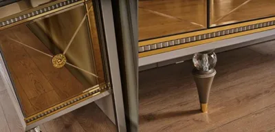 Produktbild von Sideboard Anrichte Kommoden Luxus Holz Gold Wohnzimmerkommode Spiegel