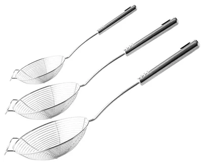 3er-Set Edelstahl-Spinnen-Schaumlöffel, 35/39/43 cm