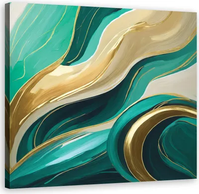 Produktbild von Leinwandbild Moderne Abstraktion Türkis 50x50 Feeby Türkis bild für die wand bereit zum aufhängen