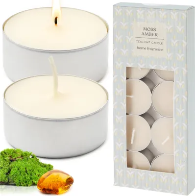 Zdjęcie produktu dla Świeczki Zapachowe Parafinowe Tealight Małe Podgrzewacze Zestaw 10 Szt. Moss Amber