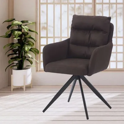 Produktbild von Bequemer 360° Drehstuhl GEORGIA vintage-braun Mikrofaser Metall