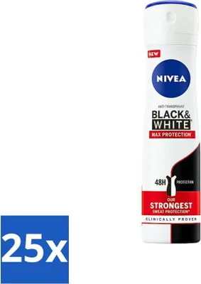Produktbild von Nivea - Deodorant - Spray - Black & White Max Protection - 150 ml - Vorteilspack - 25 Stücke