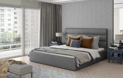 Obrázok produktu pre Manželská čalúnená posteľ 180x200 LUNESTO 2 - tmavo šedá