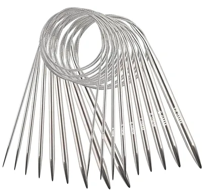 Produktbild von Rundstricknadeln, 9 Stück, Edelstahl, 2,5-10 mm, für Pullover, Schals, Mützen und Decken.