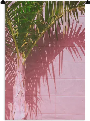 Produktbild von MuchoWow® Wandteppich Wandbehang Pflanze - Sommer - Tropisch - Rosa 90x135 cm Tapisserie Dekoration Wandtuch - Baumwolle - Wandskulptur