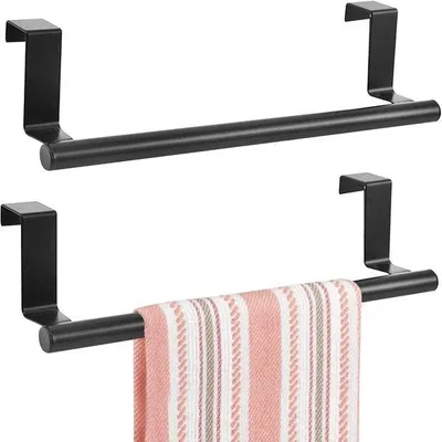 Immagine prodotto di Portasciugamani da cucina in acciaio inossidabile senza foratura - Set da 2 - nero - 36 cm