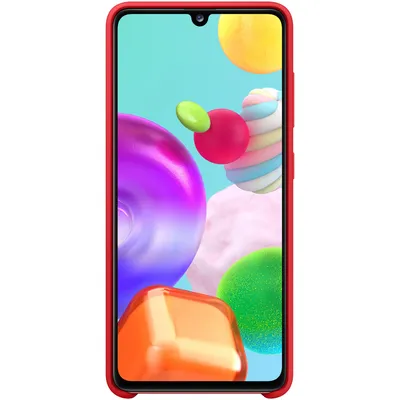 A red phone case is shown against a white background.