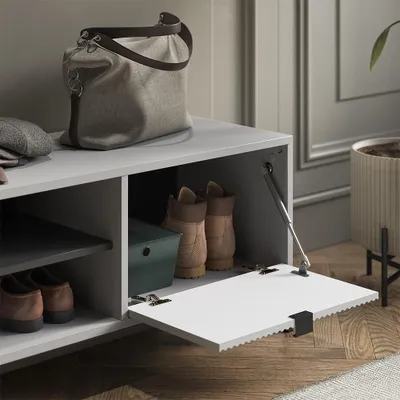 Obrázok produktu pre Lavička na topánky Vicco Eliza Šedá 100 x 45 cm so sklopnými dverami, Model 56408