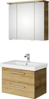Produktbild von Pelipal Badmöbel-Set Sunline 105 BxHxT 80 x 200 x 46 cm Frontfarbe Eiche riviera mit Keramik-Waschtisch Waschtischunters