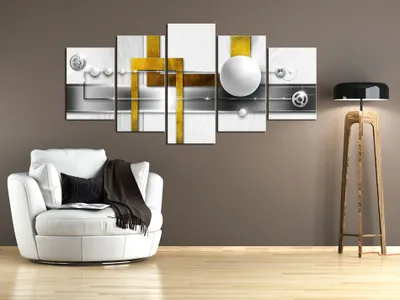 Produktbild von Akustikbild Abstrakt geometrisch 200x100 cm Bilder Akustikschaum Hochleistungsschallabsorber Schallschutz Leinwand 5 tlg Wandbild Raumakustik Schalldämmung a-A-0223-b-o