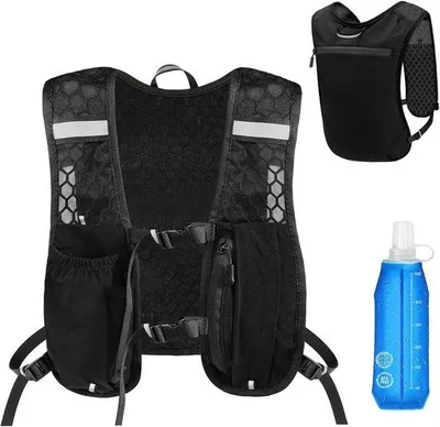 Produktbild von Famanu Laufweste für Damen und Herren – Atmungsaktive und reflektierende Trinkweste mit 500 ml Wasserflasche