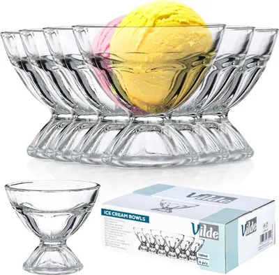 Produktbild von Vilde Eisbecher Eisschale Eisschalen Dessertschale aus Glas 100 ml 6 Stk.