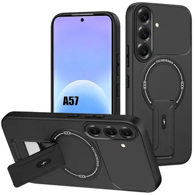 Image de Coque pour Samsung Galaxy A57 5G, Silicone Anti-Rayures avec Cercle Magnétique et Support - Noir