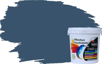 Produktbild von RyFo Colors Silikonharz Fassadenfarbe Lotuseffekt Trend Alpenseeblau 1l - bunte Fassadenfarbe, weitere Blau Farbtöne und Größen erhältlich, Deckkraft Klasse 1