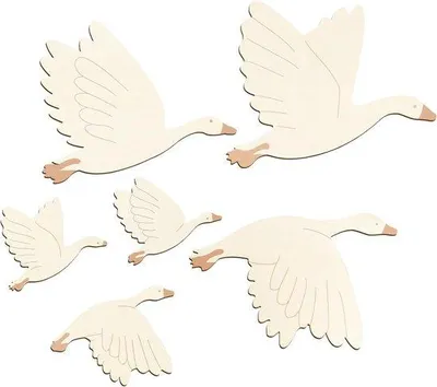 Productafbeelding van Set van 6 Zwanen Wandstickers voor Kinderen - Houten Wanddecoratie met Sterke Lijm - Boho Kinderkamer Decoratie voor Baby- en Kinderkame