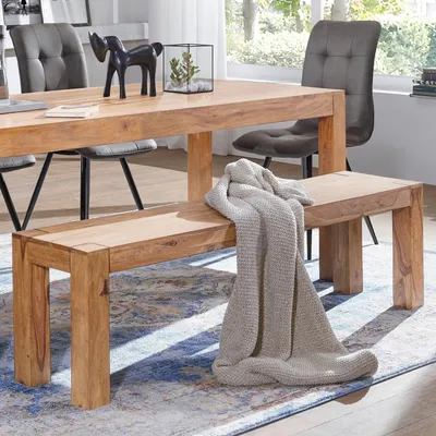 Produktbild von Sitzbank >MUMBAI< in Akazie, Massivholz - 120x45x35cm (BxHxT)