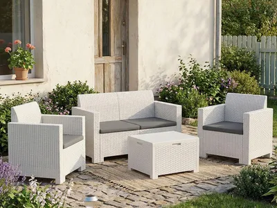 Produktbild von Dmora Gartenlounge Venere Weiß, 4 Sitzer, Salon Outdoor
