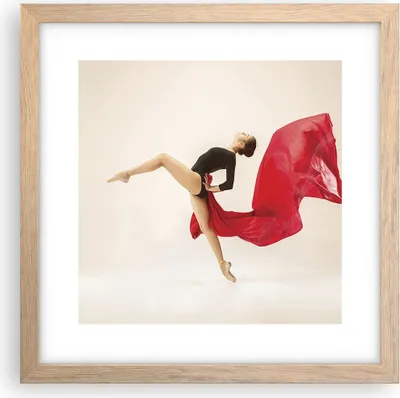 Produktbild von Gerahmtes Poster - Rahmen in heller Eiche - Ballerina Tanz Rot - 30x30 cm - Wand Bild - Wanddeko - Wandbilder - Kunstposter - Wandposter - Bilderrahmen - Bilder - Kunstdruck - P2NAC30x30-4437