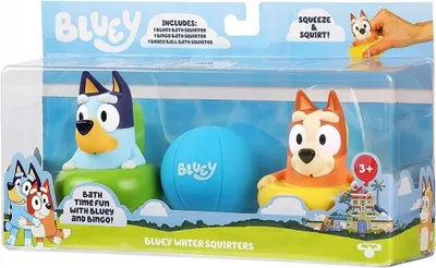 Produktbild von Bluey Badespielzeug Set 3 Stück, Bluey, Bingo & Ball, spritzt Wasser