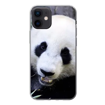 Produktbild von MuchoWow® Handyhülle Schutzhülle Hülle für iPhone 12 Panda - Tier - Blätter Silikon Softcase Handy Hülle - Schutzhülle