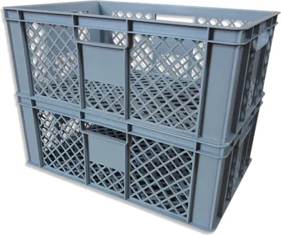 Produktbild von 2 Stück Bäckerkiste Brötchenbox Brotbehälter Konditorenbox Stapelbox Gitterbox EURO-Norm 32 cm grau (2 x BK 32 grau)