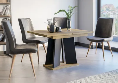 Produktbild von Design Esstisch PA-777 Eiche Artisan Schwarz matt ausziehbar Esszimmer
