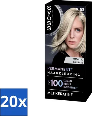 Immagine prodotto di SYOSS - Colore 9-53 Silver Blush - Tintura per capelli - Copertura grigia - Riduce la rottura dei capelli - Confezione risparmio - 20 pezzi