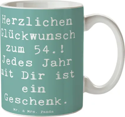 Produktbild von Mr. & Mrs. Panda Kaffeetasse Spruch 54. Geburtstag - Meeresbrise - Geschenk, Alter, unvergessliche Momente, 54 Jahre, Kaffeebecher, Happy Birthday, Pott, Tasse, Becher