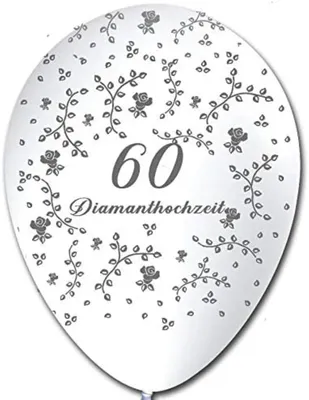 Produktbild von 10 weiße Luftballons 60 Diamanthochzeit 30 cm Naturlatex für Befüllung mit Luft oder Helium