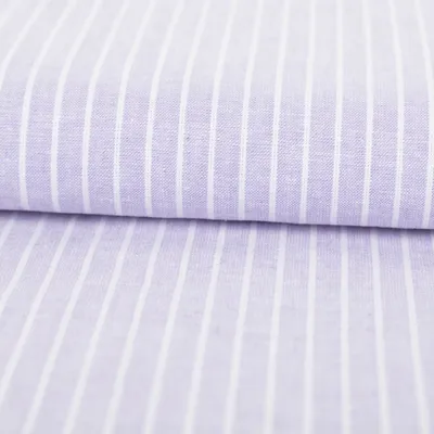 Produktbild von Leinenstoff Meterware Baumwollstoff Chambray Streifen flieder 1,38m