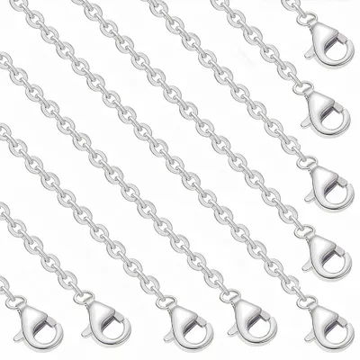 10er-Pack Silberkettchen, 45 cm, 1,4 mm, Messing, Karabiner
