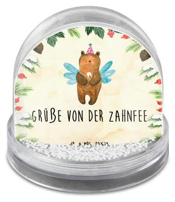 Produktbild von Mr. & Mrs. Panda Schneekugel Bär Zahnfee - Naturpapier - Geschenk, dekoartikel, Erster Zahn, Weihnachts, Teddy, Schüttelkugel, Milchzahn, Fee, schnee kugel, Weihnachten
