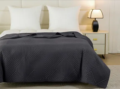 Produktbild von FEBE Tagesdecke Bettüberwurf 240x220 cm Ashgrau Überwurfdecke Sofadecke Sofaüberwurf Flauschig Mikrofaser Zimmer Deko Throw Blanket