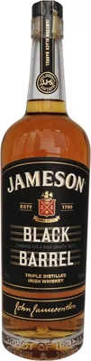 A bottle of Jameson Black Barrel Triple Distilled Irish Whiskey.
