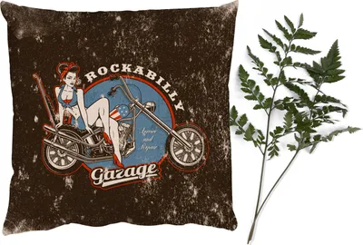 Produktbild von MuchoWow® Zierkissen Sofakissen Wohnzimmer Dekokissen 40x40 cm Mancave - Frauen - Motorrad - Vintage - Foto Kissen - Schlafzimmer Dekoration