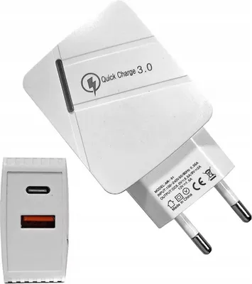Image de Chargeur Rapide Pour Téléphone Portable Usb + Type C Blanc