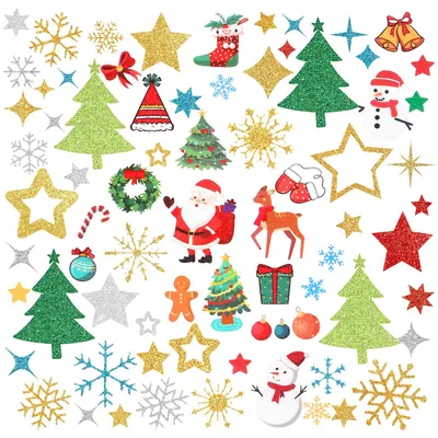 250+ Glitzer-Weihnachtssticker – Bastelaufkleber, selbstklebend