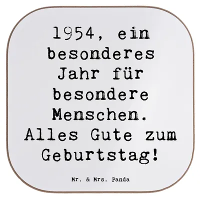 Produktbild von Mr. & Mrs. Panda Untersetzer für Gläser Spruch 1954 Geburtstag - Weiß - Geschenk, Alter, runder, Glas, Erinnerungen, Happy Birthday, Liebe, Geburtstagskind, Nostalgie