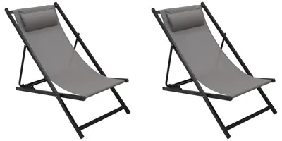 Produktbild von DEGAMO Liegestuhl Gartenliege IBIZA, Alu anthrazit + Kunstgewebe grau, 2 Stück