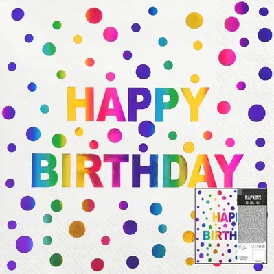 Immagine prodotto di Tovaglioli Happy Birthday 10 pz per feste di compleanno 33X33Cm