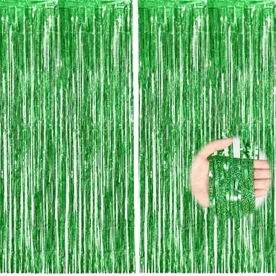 Metall-Fransengirlande grün, 2 Stück, 1 x 2,5 m