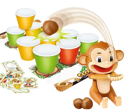 Produktbild von Wurfspiel Kokosnuss-Affen, Geschicklichkeitsspiel, Crazy Monkey, Familienspiel