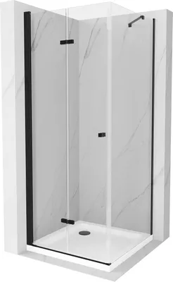 Zdjęcie produktu dla Mexen Lima kabina prysznicowa składana 70 x 70 cm, transparent, czarna + brodzik Flat, biały - 856-070-070-70-00-4010B
