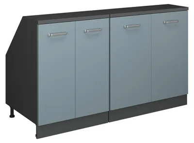 Produktbild von Küchenschrank für Dachschrägen Vicco R-Line Blau-Grau 140 cm 2er Set Schrankkorpuss 60 cm Tiefe, Model 60098